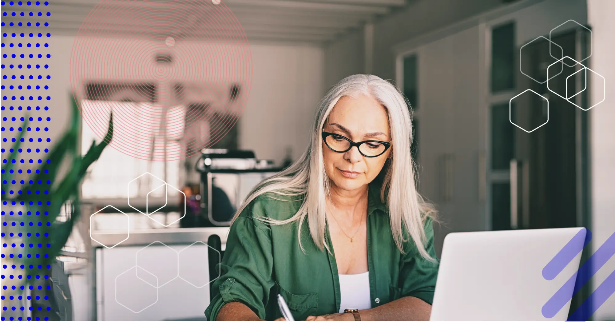 Older woman looking preparing for a doctor's appointment on a laptop