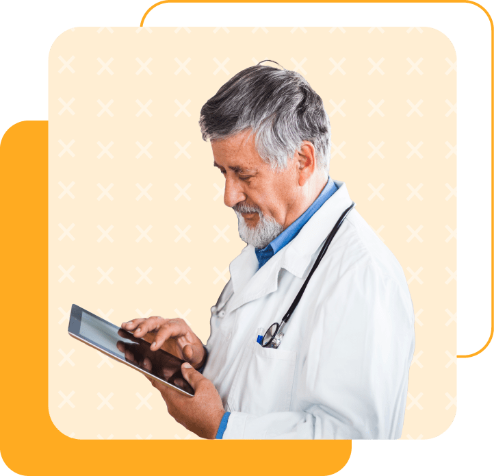 Male doctor views pharma ads on Healthgrades email