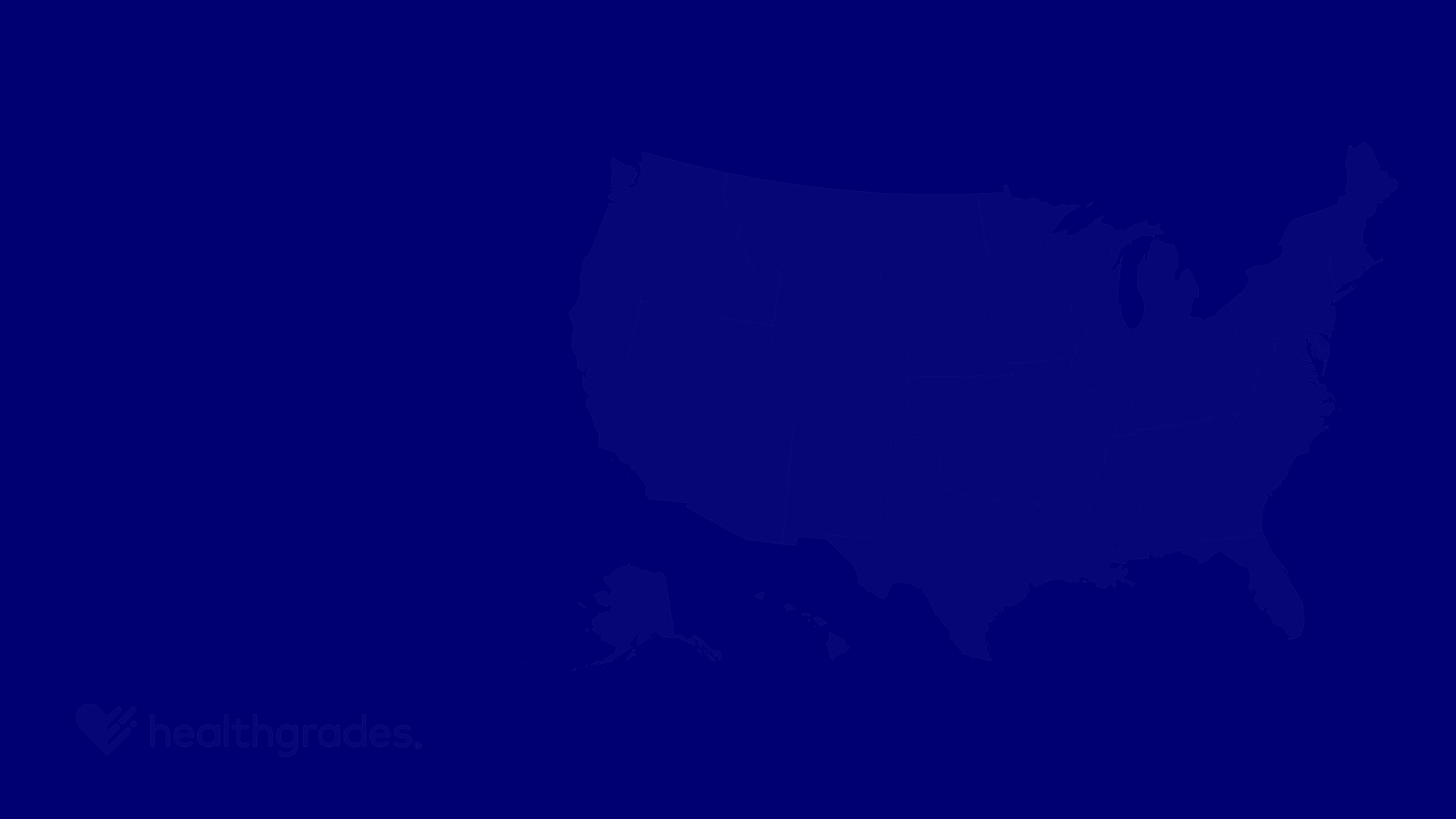 Dark blue map of the United States with the Healthgrades logo, used as a background graphic